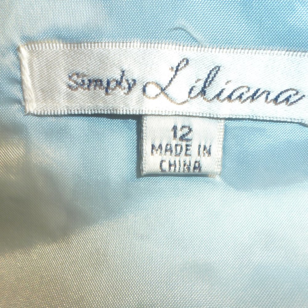 Easter Sale Simply Liliana Lace Dress Sz 12 Blue  Sleeveless Fit Flare Satin Tie - Picture 7 of 9